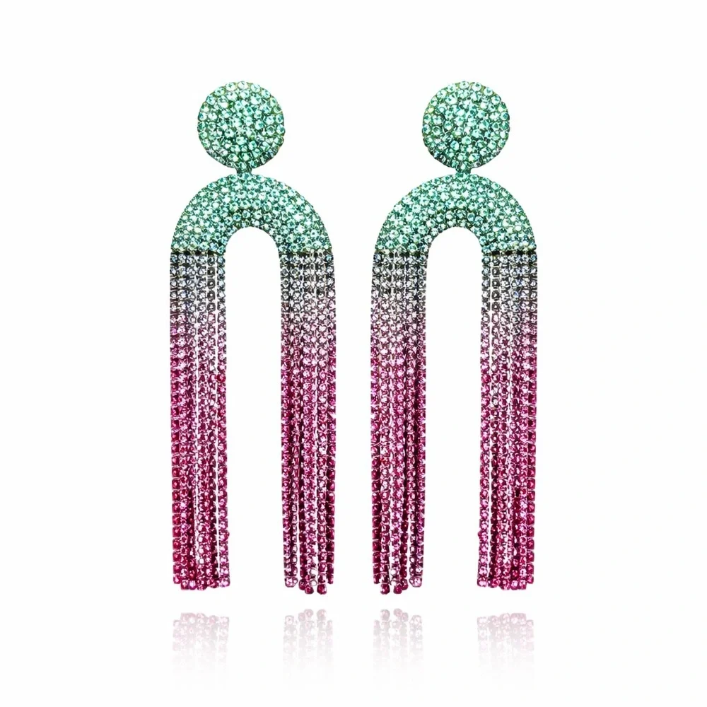 ⚜️ Elegant Spring Pink and Green Ombre Earrings